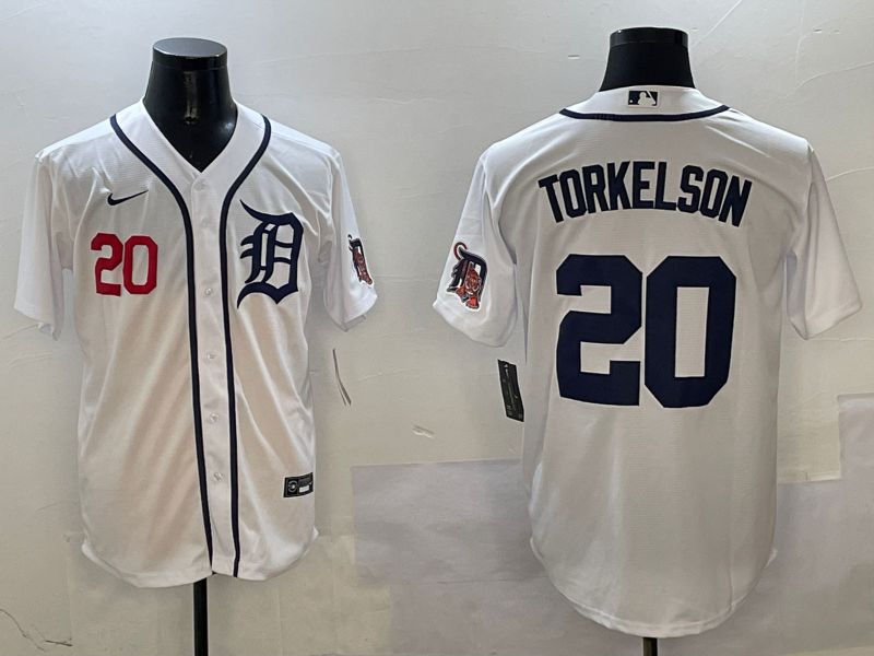 Men Detroit Tigers #20 Torkelson White Game 2025 Nike MLB Jersey style 3->detroit tigers->MLB Jersey